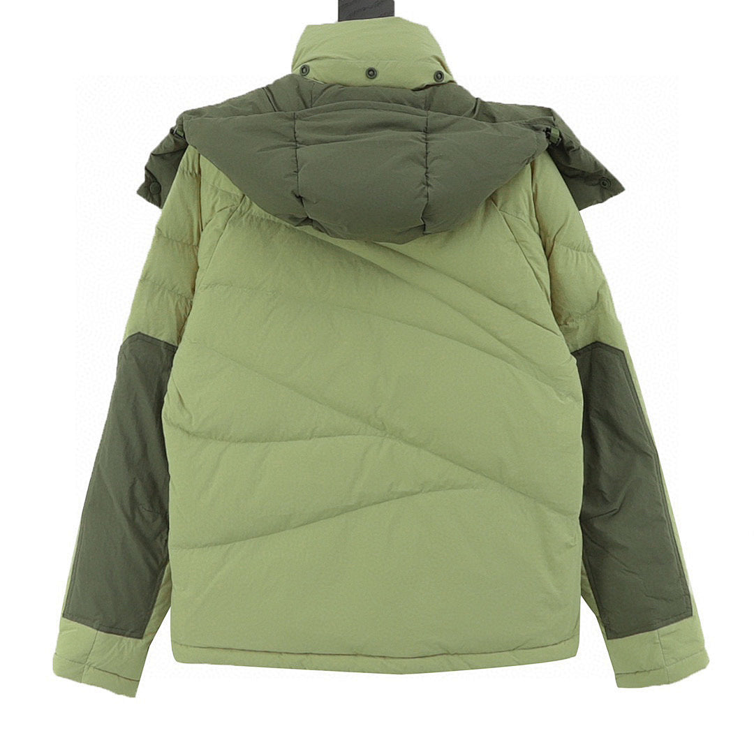 Moncler Contrast-Pocket Hooded Down Jacket - Green - back view