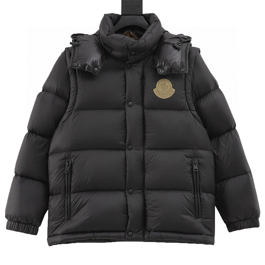Moncler Cyclone Detachable-Sleeve Down Jacket - Black - front view