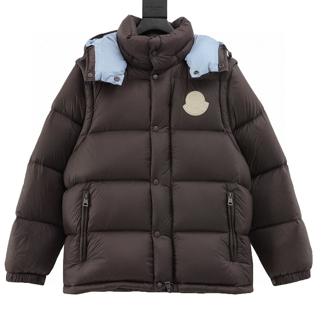 Moncler Cyclone Detachable-Sleeve Down Jacket - Brown - front view