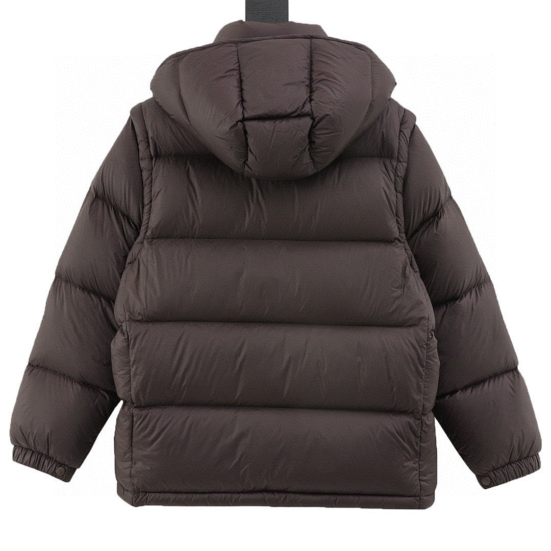 Moncler Cyclone Detachable-Sleeve Down Jacket - Brown - back view