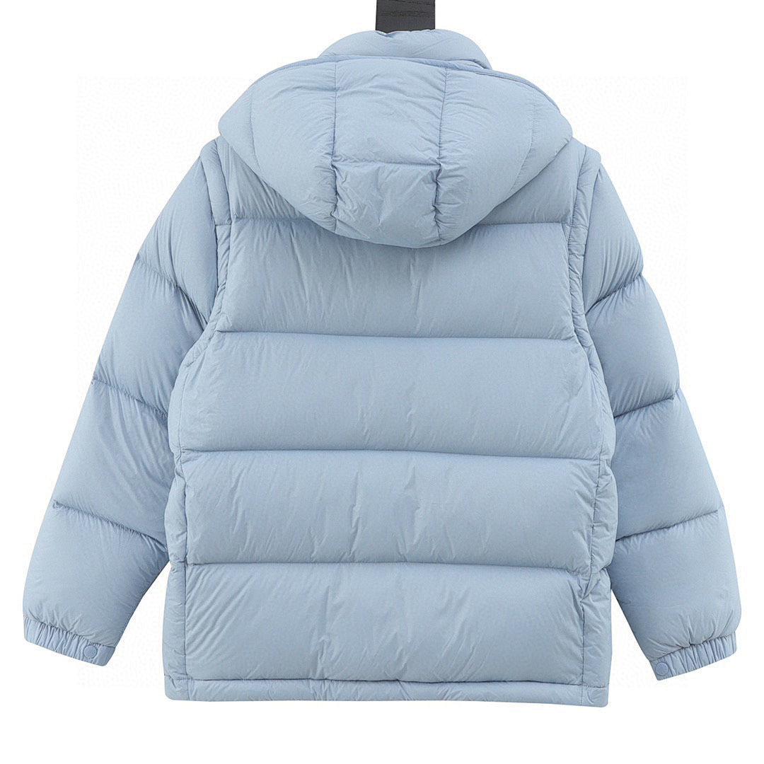 Moncler Cyclone Detachable-Sleeve Down Jacket - Light Blue - back view