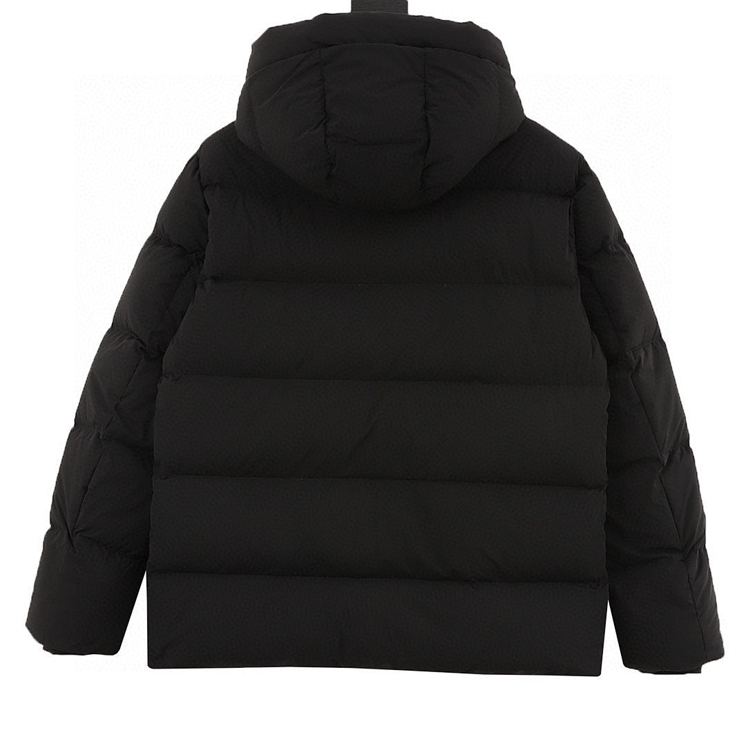 Moncler Chest-Letter Hooded Down Jacket - Unisex Black - back view