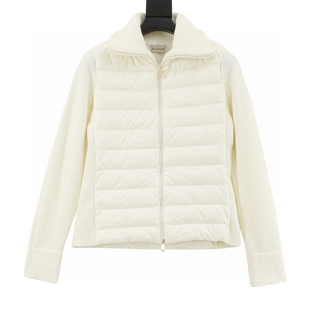 Moncler Padded Knit Zip Cardigan Jacket - Women's Ivory - front view