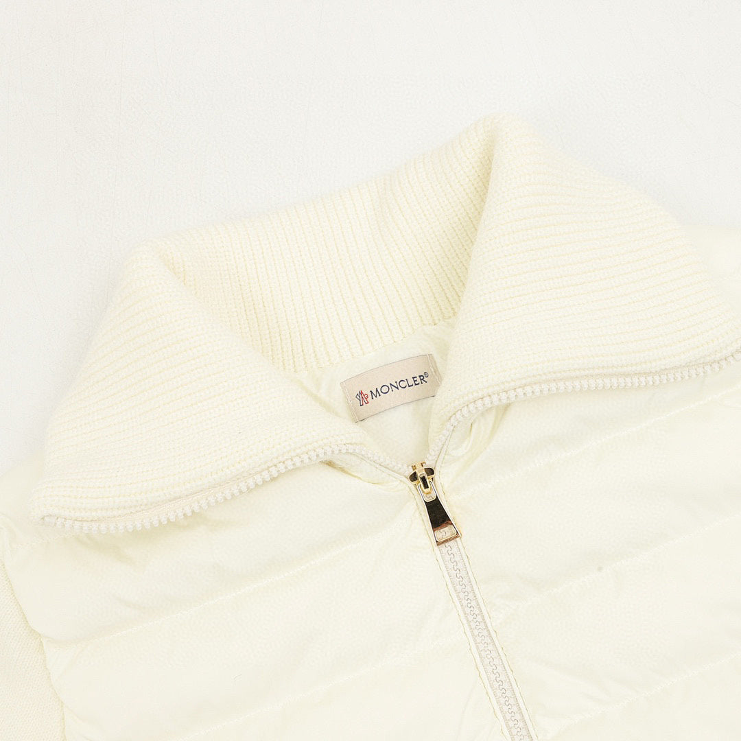 Moncler Padded Knit Zip Cardigan Jacket - Women's Ivory - detail 1
